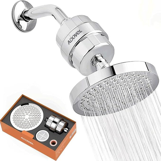 ADOVEL High Output Shower Head and Hard Water Filter, 15 Stage Shower Filter by ADOVEL