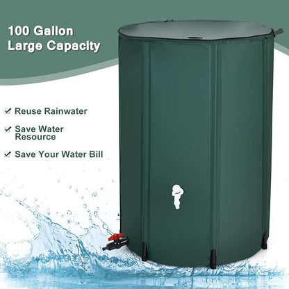 Goplus 100 Gallon Collapsible Rain Barrel, Portable Rain Barrels to Collect - Image 3