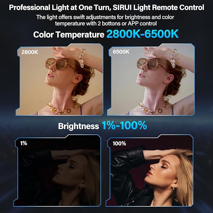 SIRUI Super Bulbs C150X 150W LED Video Light, COB Portable Photography Camera Light Bi-Color 2800K-6500K with Reflector Bluetooth App Brightness Control Continuous Output Lighting (C150X-COMBO-AM)