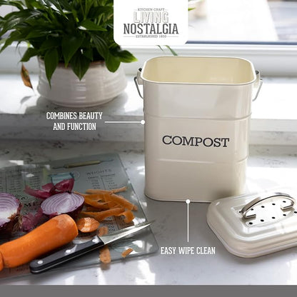KitchenCraft Living Nostalgia Kitchen Compost Bin, 16.5 x 12 x 24 cm, Antique - Image 4
