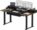 SANODESK Electric Standing Desk with Drawers, 63 x 32 inch Height Adjustable Computer Desk, Home Office Stand Up Desk with 3 Preset Heights, Black