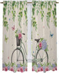 Farmhouse Spring Kitchen Curtains, Retro Bicycles Flowers Vines Butterfly Light by Unknown