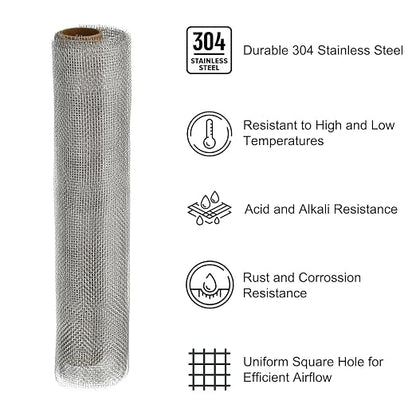 PATIKIL 40" L x 10" W Woven Wire Mesh, 14 Mesh 304 Stainless Steel Air Vent - Image 3