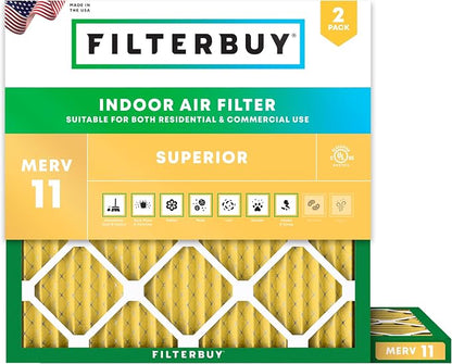 Filterbuy 25x25x1 Air Filter MERV 11 Superior Pet & Allergy Defense, by Filterbuy