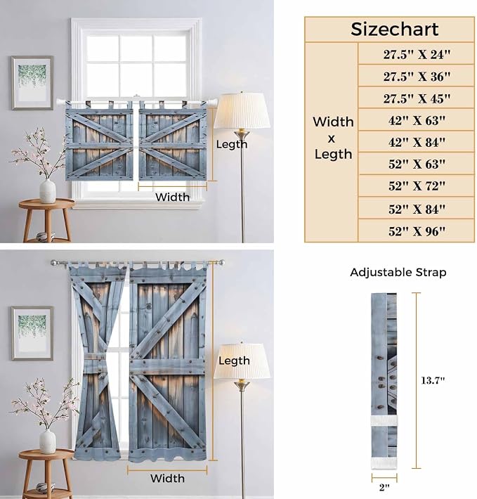 Farmhouse Wood Grain Kitchen Curtains 45 Inch Length, Short Cafe Window - Image 8