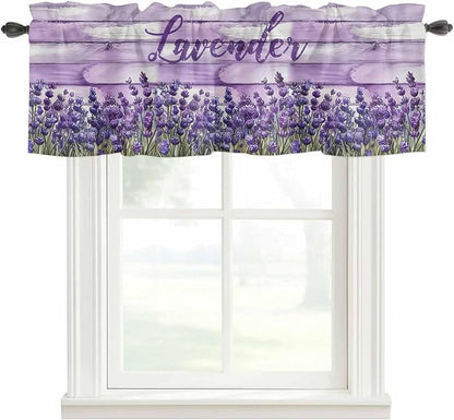 Kitchen Valances for Window, Retro Lavender on Farm Wood Grain Light Filtering - Image 3