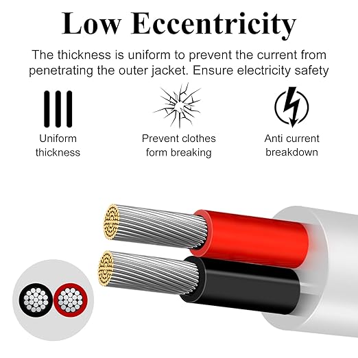 20 Gauge 2 Conductor Electrical Wire, 16.4FT Low Voltage 20/2 Tinned Copper Stranded 2 Wire Cable, 20 AWG White Flexible Extension Power Cord for Automotive, LED Lamp, Outdoor Landscape Lighting Etc