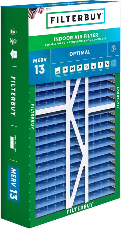 Filterbuy 16x25x5 Air Filter MERV 13 Optimal Smoke & Allergy Defense, Pleated by Filterbuy