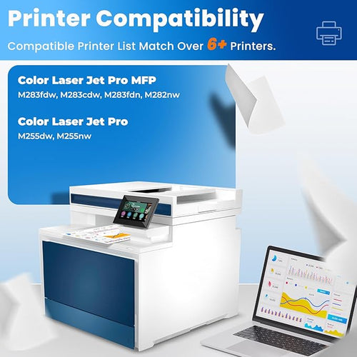 206A Toner Cartridges 4 Pack for Laser Jet M283fdw M283cdw M255dw Compatible for HP 206A 206X W2110A Compatible with Color Laser Jet Pro MFP M283cdw M283fdw M283fdn Pro M255dw M255nw Ink Cartridges