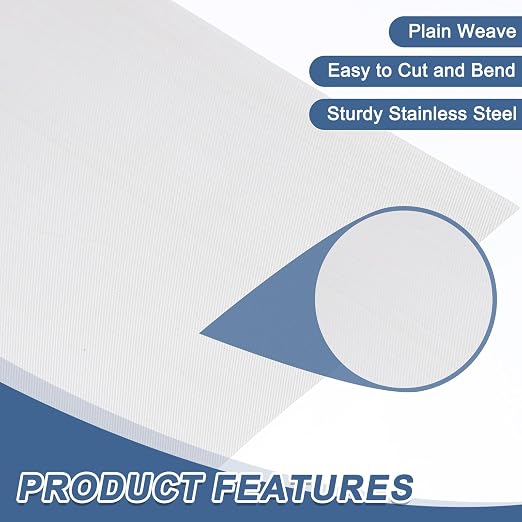 uxcell 250 Mesh 39" x 10" Woven Wire Mesh, 316 Stainless Steel Air Vent Filter - Image 3