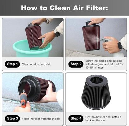 KYOSTAR Universal 6" High-Flow Air Filter, Reusable Cone Cold Air Intake - Image 5