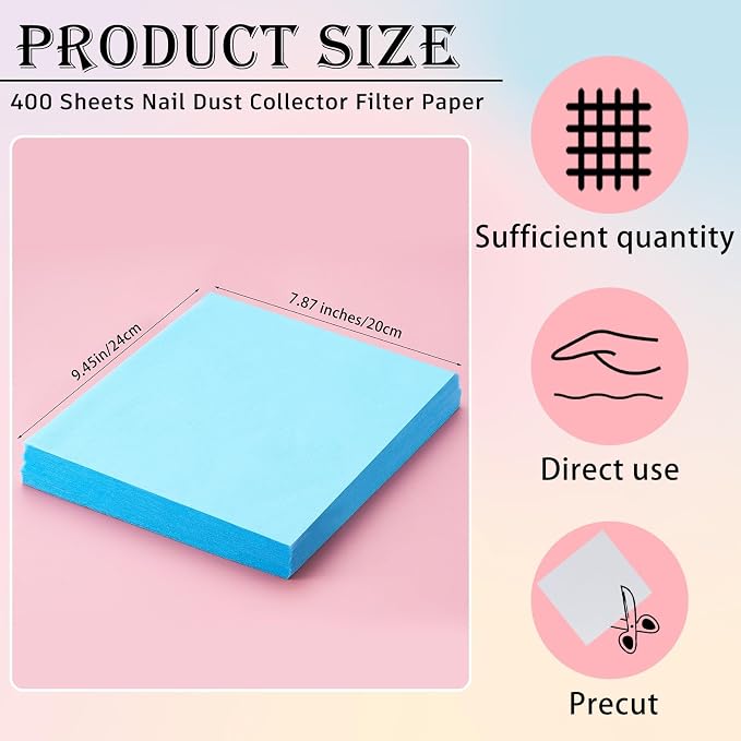 400 Sheets Nail Dust Collector Filter Paper Disposable Nail Dust Suction - Image 2