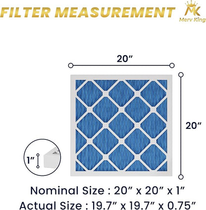 MervKing 20x20x1 Air Filter Actual Size: 19.7" x 19.7" x 0.75" MERV 11 MPR - Image 2