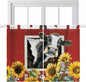 Cows Sunflowers Kitchen Curtains 45 Inch Length, Short Cafe Window Curtains Tab by Unknown