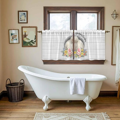 Easter Bunny Kitchen Tier Curtains 36 Inch Long 2 Panel Set, Rod Pocket Half - Image 5
