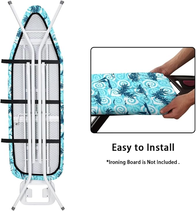 ZCFYGDX 18" x 58" Ironing Board Cover Scorch Resistant,Wear & Soil Resistant Covers, Easy Installation Elastic Edges 3 Fasteners,Lightweight & Breathable Coconut Tree Sailboat Print Size-2XL