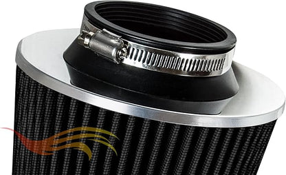 BLACK 3.5" 89 mm Inlet Truck Air Cone Replacement Performance Washable Clamp-On - Image 6