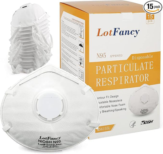 LotFancy NIOSH N95 Mask, Disposable Air Filter Masks Against Dust, Face Mask by LotFancy