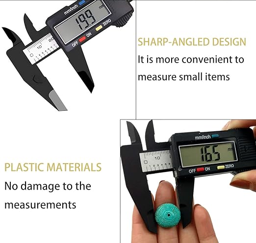 Simhevn Electronic Digital Calipers, inch and Millimeter Conversion,LCD Screen displays 0-6" Caliper Measuring Tool, Automatic Shutdown, Suitable for DIY/Jewelry Measurement (New150mm Black Plastic)