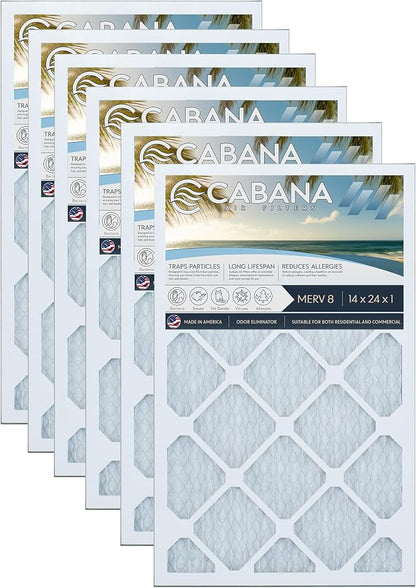 Cabana Filters 6-Pack 14x24x1 MERV 8 AC Furnace Air Filter by CabanaAirFilters