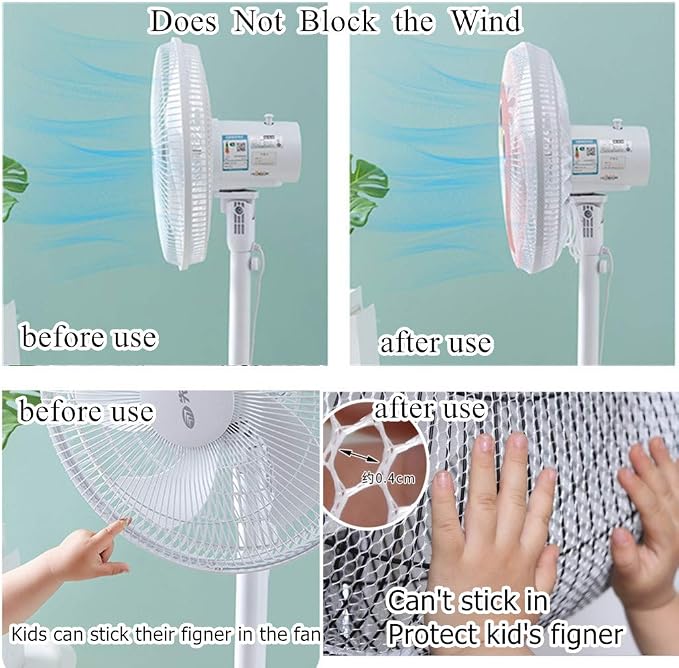 2 Pack - 18" Fan Safety Protection Cover, Kid Children Baby Finger Protect Fan - Image 5