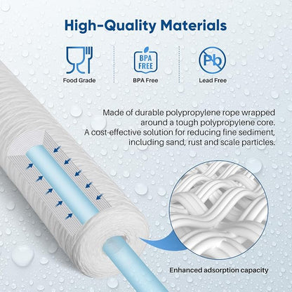 PUREPLUS 5 Micron 4.5" x 20" Whole House String Wound Sediment Filter - Image 6