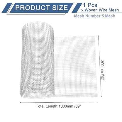 uxcell 5 Mesh 39" x 12" Woven Wire Mesh, 304 Stainless Steel Air Vent Filter - Image 2