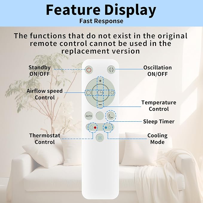 LUNOAOA Upgrade Glowing Remote Control Replacement No Setup for Dyson Fan AM10 with Magnetic