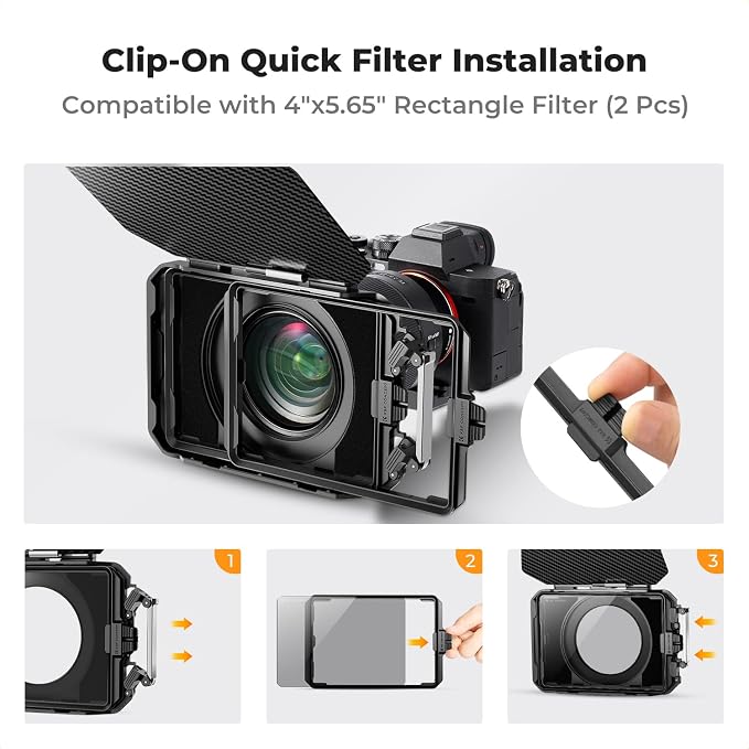 K&F CONCEPT Mini Matte Box +Black Mist 1/4 Filter Kit, DSLR Camera Matte Box - Image 6