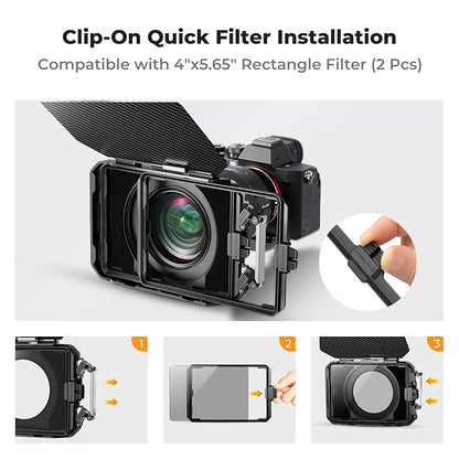 K&F CONCEPT Mini Matte Box +ND4+ND32 Filters Kit, DSLR Matte Box - Image 6
