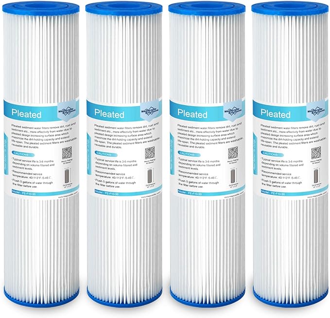 Membrane Solutions 50 Micron Pleated Polyester Sediment Water Filter 10"x2.5" by MembraneSolutions