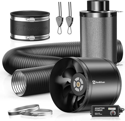 Hon&Guan 8" Air Filtration Kit: 8 Inch Inline Duct Fan by HonGuan