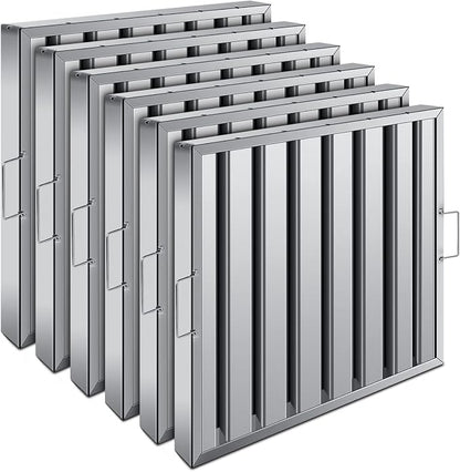 Hood Filters 19.5W x 19.5H Inch 430 Stainless Steel Pack of 6, 7 Grooves by Cuilvu