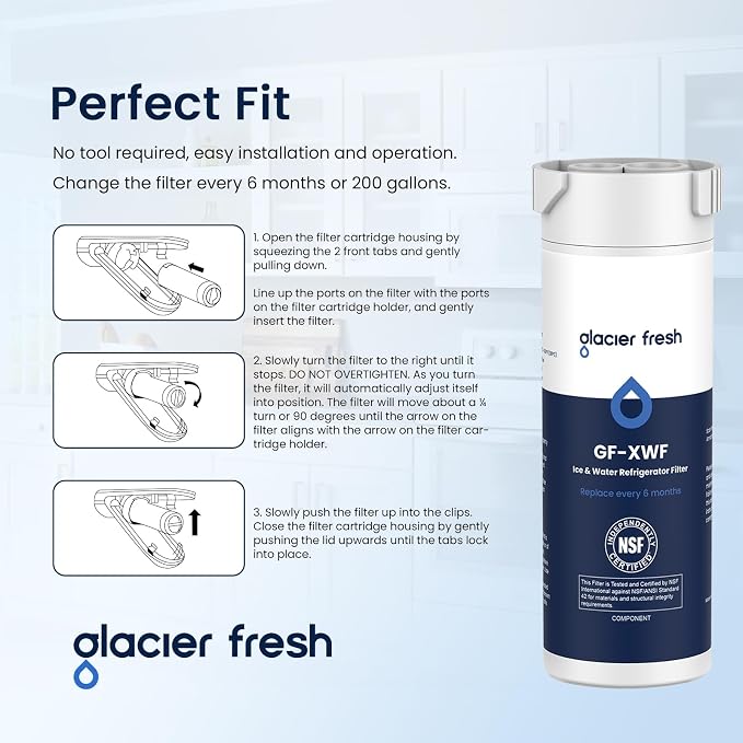 GLACIER FRESH XWF Replacement for GE XWF Refrigerator Water Filter Pack of 4 - Image 7