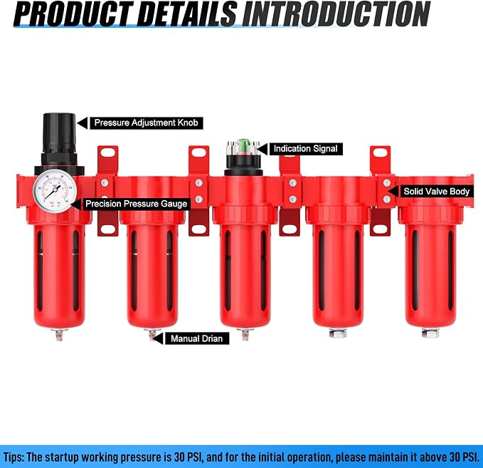 1/4" NPT Industrial Grade 5 Stage Aluminum Air Drying System, Double Coalescing - Image 6