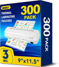 BURVAGY 300 Pack Laminating Sheets, 3 Mil, 9 x 11.5 Inches Thermal Laminating Pouches Lamination Sheet Paper for Laminator, Clear, Letter Size, Office and School Supplies