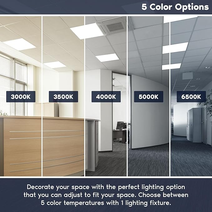 LUXRITE 2x2 FT LED Flat Panel Light, 5CCT Color Selectable 3000K 3500K 4000K 5000K 6500K, Wattage Selectable 20W/30W/40W, 5000 Lumens, LED Drop Ceiling Lights, 0-10V Dimmable, DLC & ETL (16 Pack)
