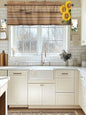 Kitchen Valances for Window, Farm Sunflower on Vintage Wood Grain Light by Unknown