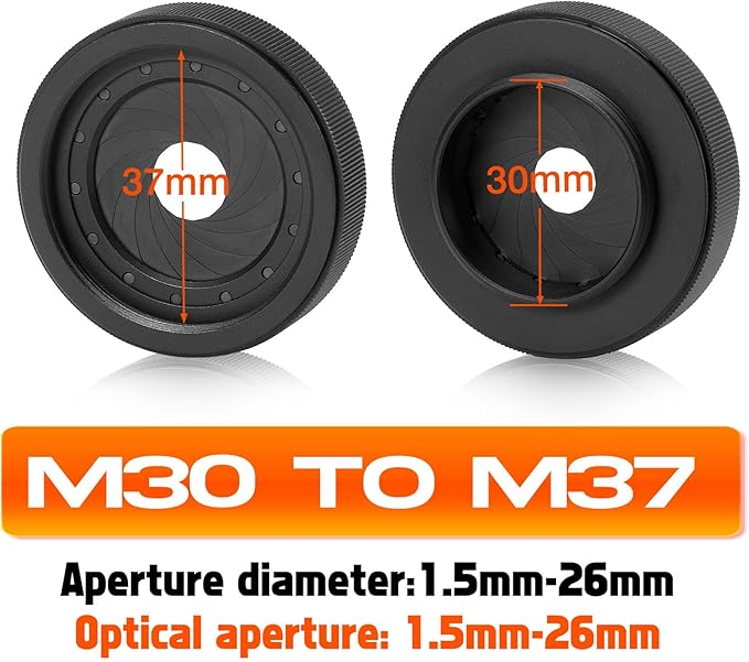 Adjustable Iris Aperture Diaphragm M30 to M37 Iris Aperture Diaphragm Adapter - Image 3