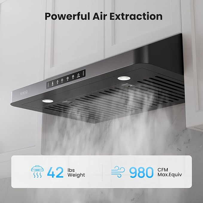 36 inch Black Undercabinet Range Hood, 980CFM Kitchen Range Hood - Image 2