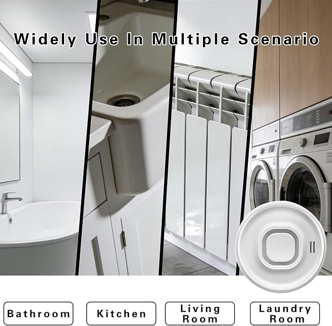 100dB Loud Wireless Water Leak Detector, WiFi Water Leak Sensor for Kitchen Bathroom Basement, Floor & Pipe Drip Alert