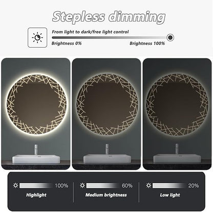 Bathroom Mirror with LED Lights, Wall Mirror with Touch Sensor, Round Mirror - Image 6