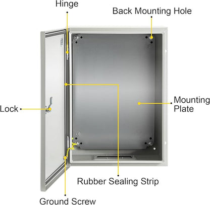 VEVOR Electrical Enclosure Box, Carbon Steel Hinged Junction Box, IP66 - Image 9