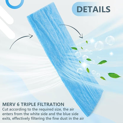 Buryeah 2 Rolls of 120 Inch Air Vent Filters Blue and White, DIY Size Filter - Image 3