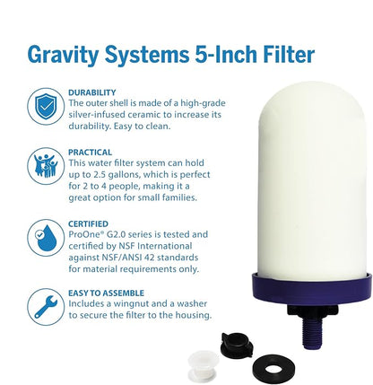 ProOne 5-Inch Gravity Water Filter Replacement G-Series 1-Pack - Image 3