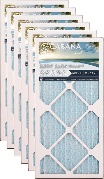 6 Pack HVAC Furnace Air Filters, MERV 11 by CabanaAirFilters