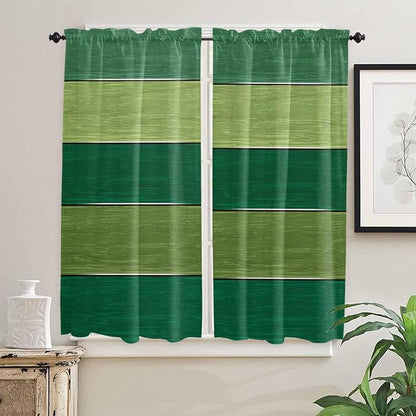 Farm Retro Green Wood Grain Window Valance Curtains, Rustic Wooden Plank - Image 7