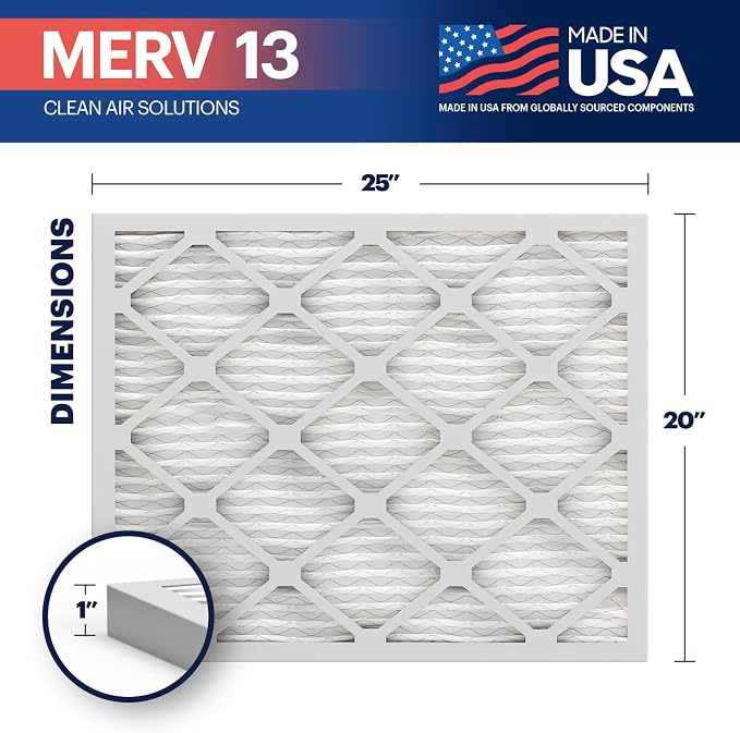 BNX TruFilter 20x25x1 MERV 13 AC Furnace Air Filter - Image 2