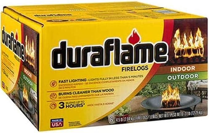 Duraflame 4.5 Pound 3 Hour Long Burn Time Indoor Outdoor Quick Light Fire Log for Camping, Firepits, Bonfires, and Fireplaces (18 Pack), Neutral