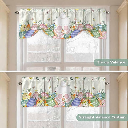 Easter Tie Up Valance Curtains for Windows, Kitchen Curtains Window Shades - Image 5